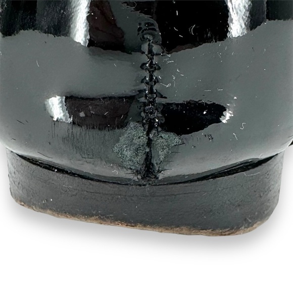 Manolo Blahnik Navy Blue & Black Quilted Patent Leather Toe Ballet Flats sz 37.5 - Picture 10 of 12